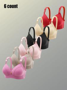 women's solid color underwire bra, breathable comfortable push up bra, soft lingerie for all seasons, underwear