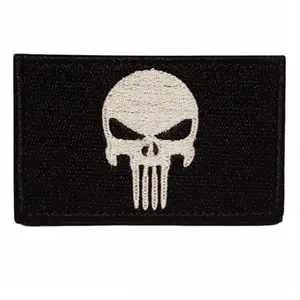 Punisher Tactical Patch w/ Hook & Loop Backing - Black/Silver