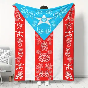 Puerto Rican flag totem print, plush and soft for comfort, unisex warm and lightweight plush knee blanket, soft and comfortable blanket for home, office, travel and camping, an essential item for comfortable bedding, Soft Cozy Blanket
