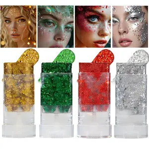 3-in-1 multifunctional body glitter glitter stick, easy to apply, long-lasting makeup effect, suitable for holiday parties
