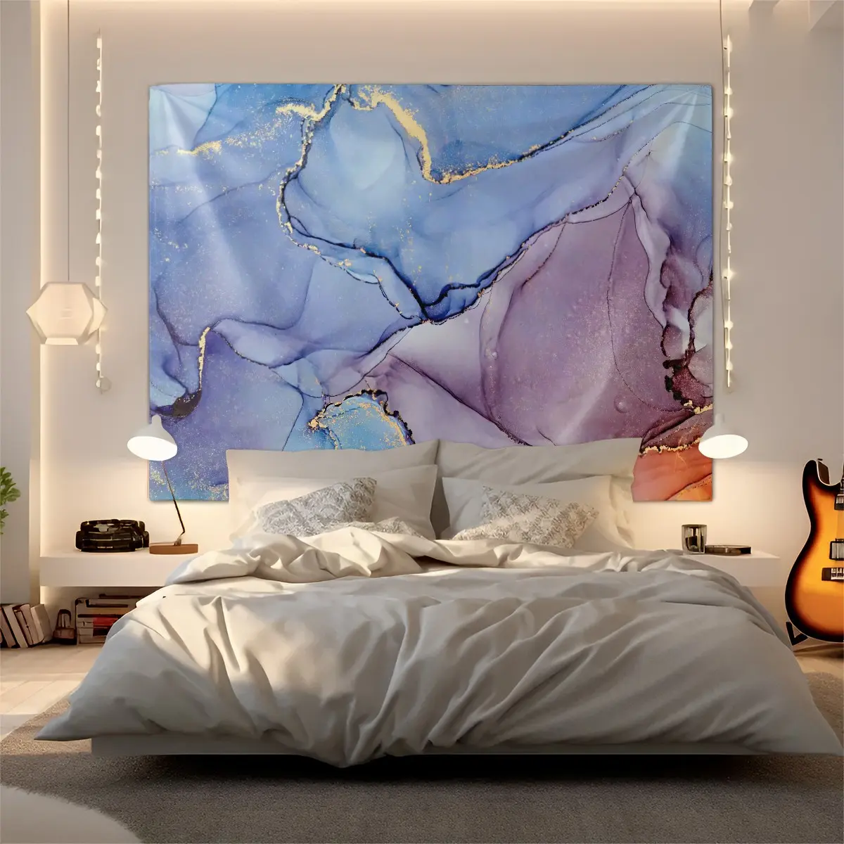 Marble Texture Gold Foil Tapestry, Luxury Ins Style, Soft Skin-Friendly Wall Hanging for Bedroom Headboard, Vacation Rental & Cafe Aesthetic Decor, Ideal Photo Backdrop