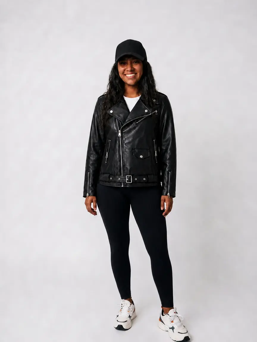 Women Oversized Black Faux Leather Biker Jacket Vintage Zipper Moto Jacket Streetwear Short PU Leather Outerwear