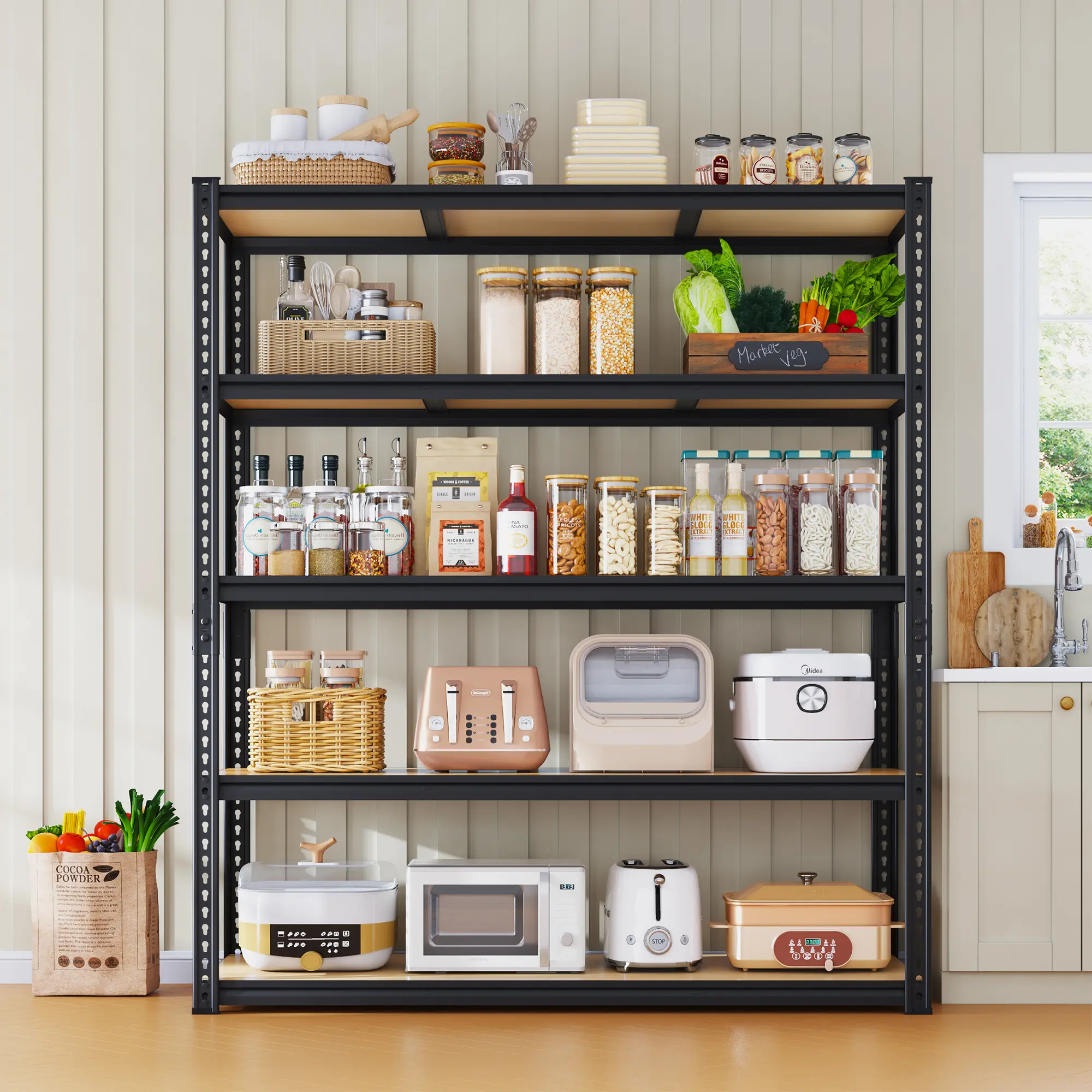 Garage Shelves Classic 5-Tier Metal Storage Shelving Unit Height Adjustable Versatile Utility Rack Shelf for Craft Warehouse Pantry Kitchen Organiser Industrial Bookshelf  Shelf for Craft Warehouse Pantry Basement Durable Steel Stand Organiser Racks summe