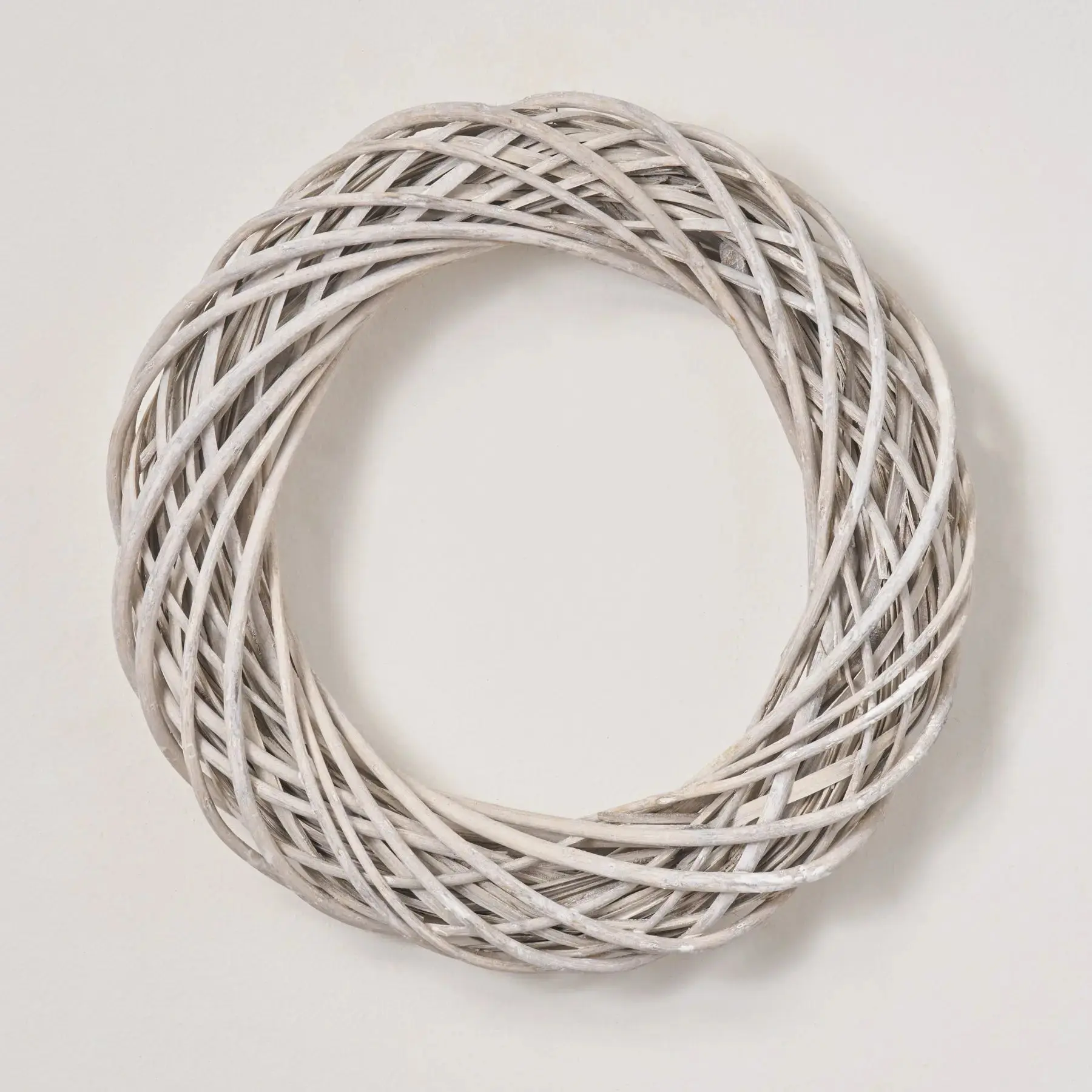 15" Everyday White Washed Wicker Rattan Front Door Wreath, Farmhouse Home Supplies Decoration, Mother's Day Gift, DIY Base Ready