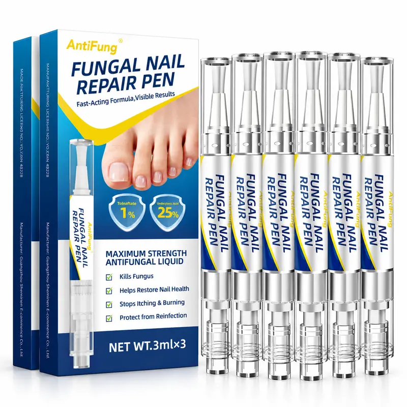 AnTiFung 6-Pack Antifungal Treatment Pen (25% UDA Undecylenic Acid) - Mess-Free Precision Applicator, Compact On-The-Go Treatment, Nail Care Product for Adults, Fungus-Killing Brittle Toenail Recovery Support, Restores Health with Twice Daily Use