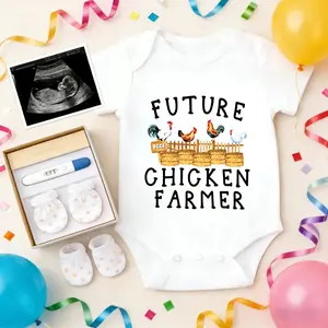 Future Chicken Farmer Baby Bodysuit, Cute Farm Chicken Newborn Onesie, Country Style Infant Romper For Baby Shower Gift