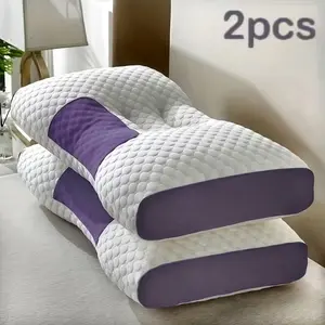 2-Pack Ergonomic Neck Support Pillows - Breathable All-Season Comfort, Adjustable Contour Support for Neck & Shoulders, Removable Zippered Cover, Modern Massage-Style Design