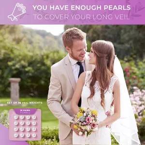 Pearl Veil Weights - 16 Pairs of Magnetic Bridal Veil Weights - Secures Long Veils for Outdoor Weddings - Premium Wedding Accessories for The Bride