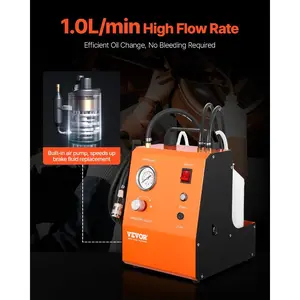 VEVOR Electric Brake Bleeder Kit, Professional 110V Brake Master Cylinder Bleeder Kit with Pressure Gauge Built-In Air Pump, Versatile Brake Bleeder Adapter Set for Both DC AC Power