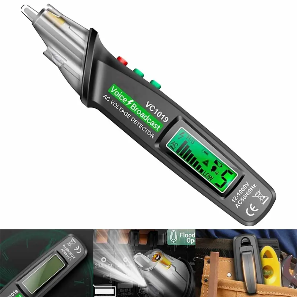 Compact Non‑Contact AC Voltage Test Pen, 12V‑1000V Detection with Voice Report & Auto Power‑Saving Shut‑Off, Great for Beginners Home Wiring Troubleshooting