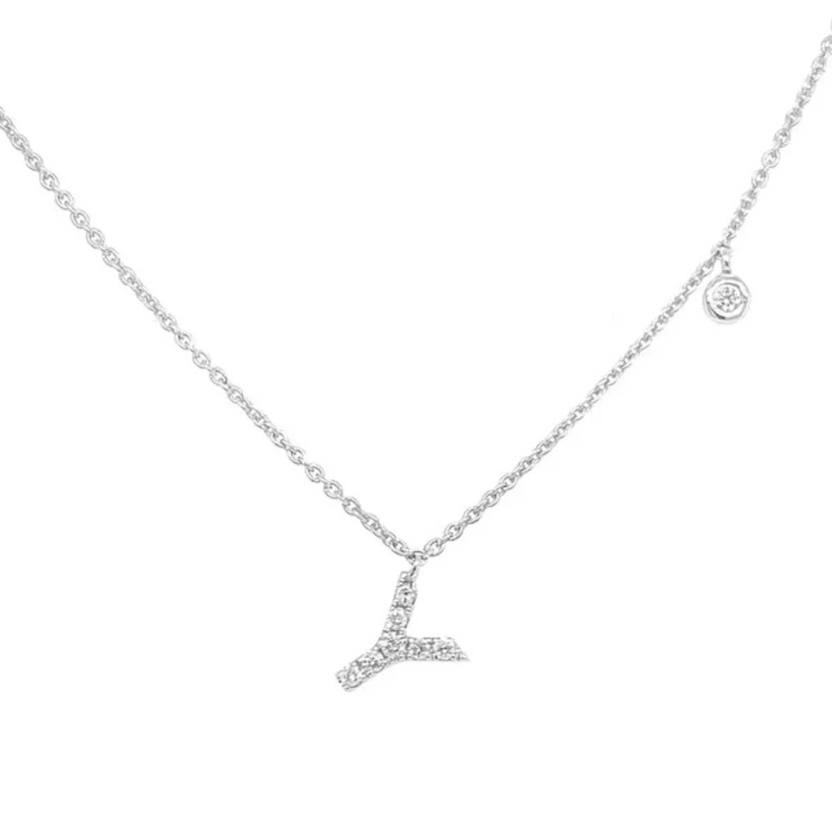 Diamond Initial “Y” Necklace – 18k White Gold