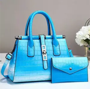 M90-Gradient Crocodile Pattern Handbag Set Two Pieces