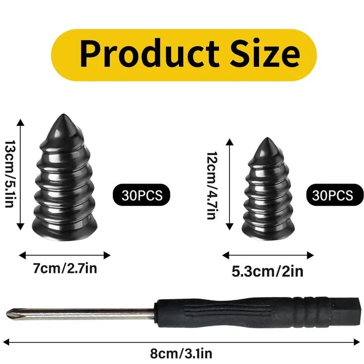 60PCS tire repair rubber nail kit, 2 sizes, tire repair kit - quick self-service tire repair tool, screw in tire repair plug with box and screwdriver, tire plug kit