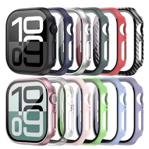 [2 Pack] Ultra-Thin Tempered Glass Screen Protector for iWatch Series 10 46mm Case Full Coverage Hard PC Protective Cover Easy Install High Transparency Clear Image Quality