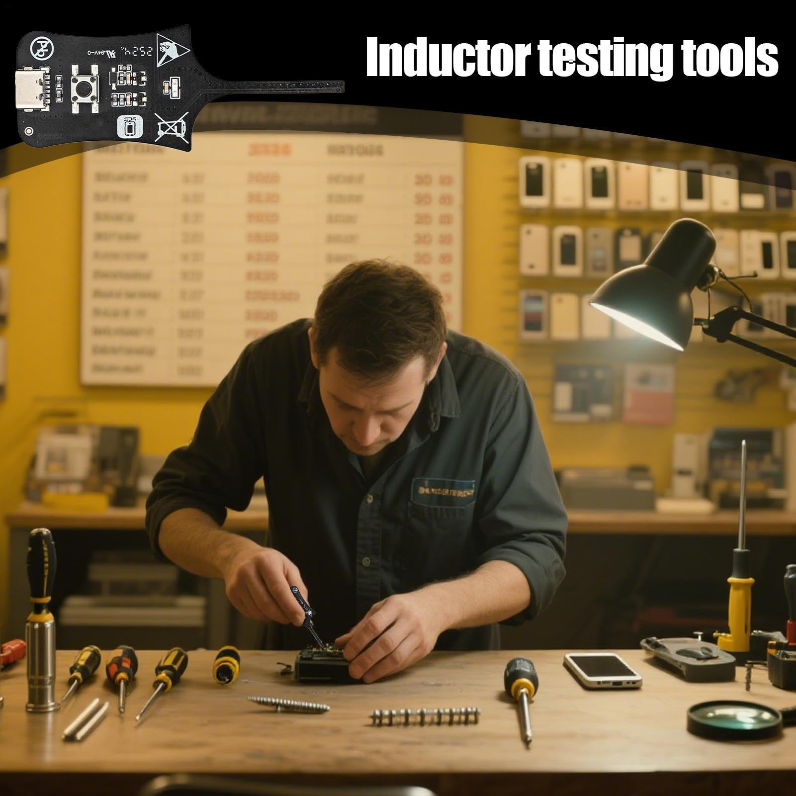 Type-C Inductance Tester for PCB Coil & Electronic Circuit Board Inductance Detection Mobile Phone Component Repair Electromagnetic Induction OSS Measurement Instrument for Fault Troubleshooting