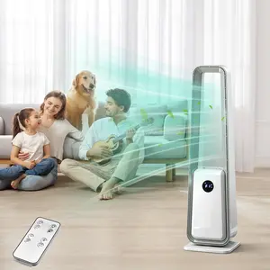 35 Inch Bladeless Fan US 110V Quiet Tower Fan with Remote Control LED Display | 3 Speed 3 Modes 12H Timer Oscillating Air Purifier Fan for Bedroom Home Office