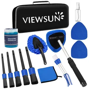 Viewsun Windshield Cleaner Tool, 14Pcs Car Interior Cleaning Kit, Car Detailing Kit Interior Cleaner, Car Detailing Brushes, Car Cleaning Gel, Inside Cleaning Supplies Accessories for Women Men