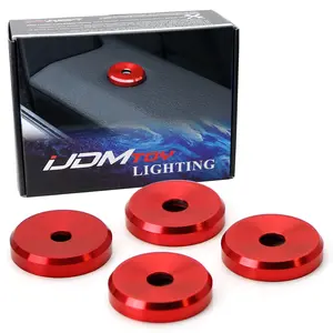 iJDMTOY 4pcs Sports Red Aluminum Decorative Door Lock Indicator Light Cap Covers For Porsche Cayenne Panamera Macan