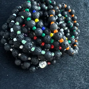 Bracelets - Black Lava Stone W/ Color Options