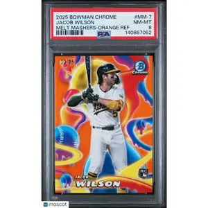 2025 Bowman Chrome Melt Mashers Jacob Wilson #MM-7 Orange Ref /25 PSA 8