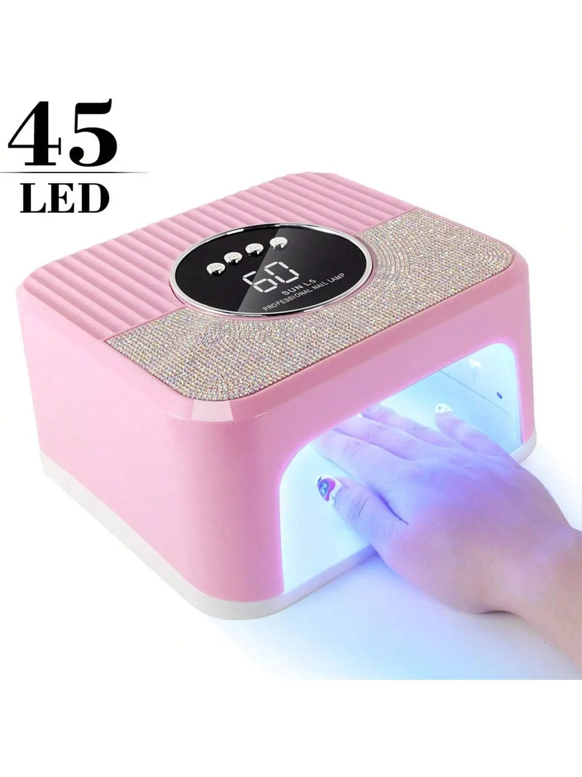 SUN UV LED Manicure Lamp - 45-LED Gel Polish Curing Dryer with New Adhesive, 4 Auto Timers, Automatic Sensor, LCD Panel, Professional Nail Art Supplies for Fingernail & Toenail Care