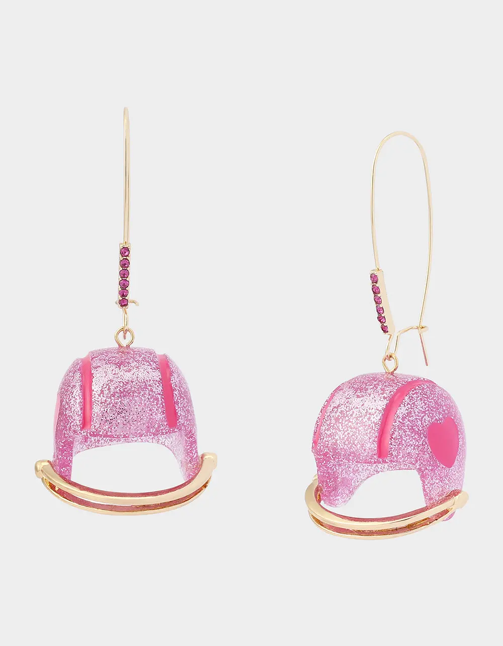 LARGE FOOTBALL HELMET SHEPHERD HOOK EARRING PINK