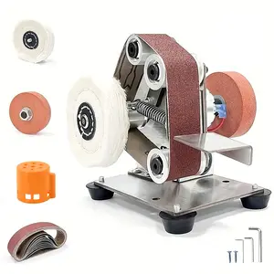 Mini Electric Belt-Sander Sanding Machine, 7 Speeds Portable Mini Bench Grinder Knife Sharpener for Metal Wood Working Sharpening Polishing,  Grinding Crafts Tool & Knife Making Model Jewelry DIY Leather belt sander mini belt Mini Electric craft tool