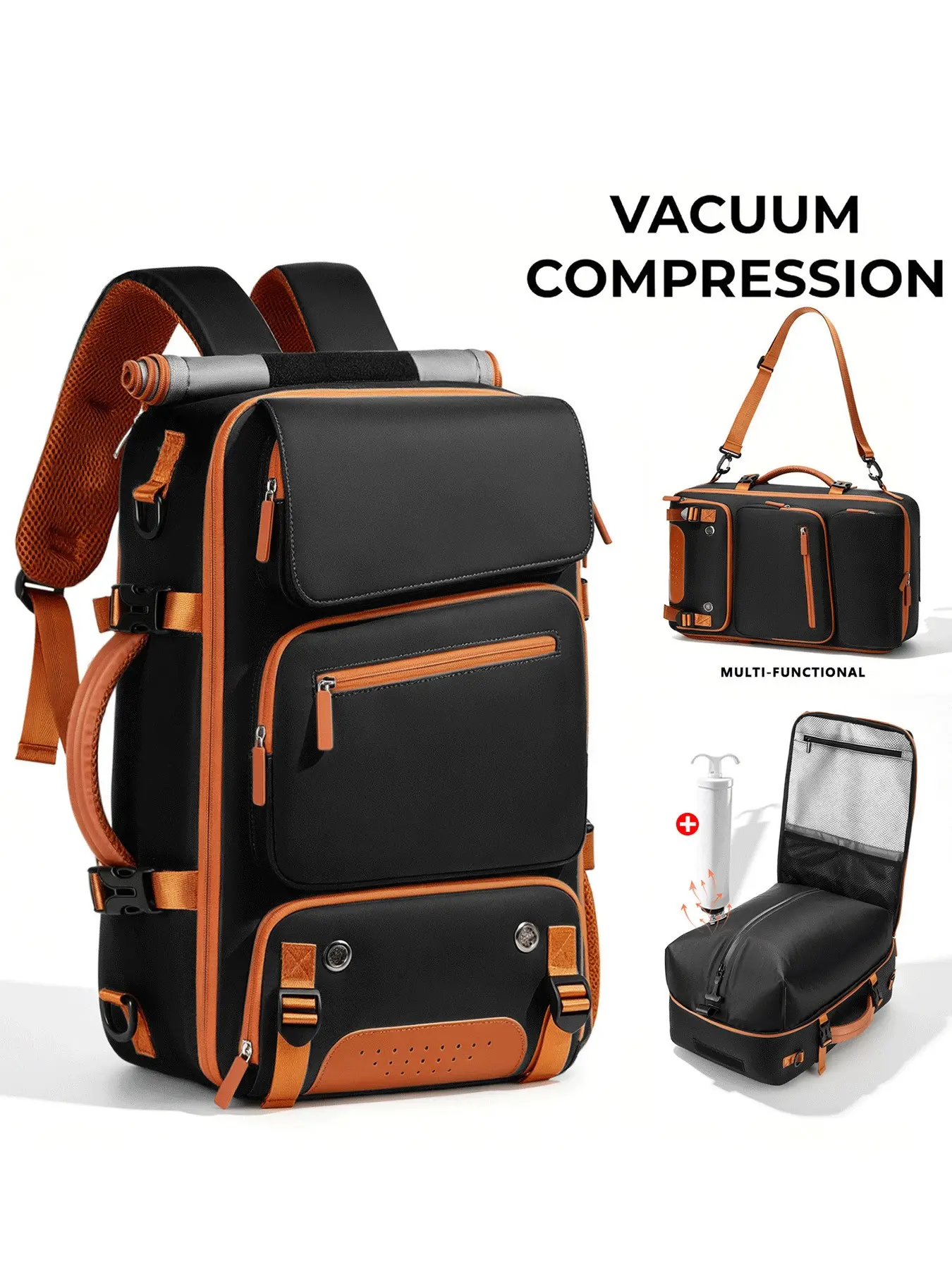 Men's Compression Airbag Backpack, Dual Shoulder Bag for Outdoor Hiking, Large Capacity Travel Bag, Laptop Bag, Daily Commute, Versatile Backpack, Backpack for College, Durable Backpack, Multifunctional Travel Backpack