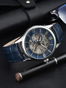 Men automatic watch luxury rome mechanical watches waterproof skeleton noctilucent leather mens watch Mechanical Style Watches choice of gift giving