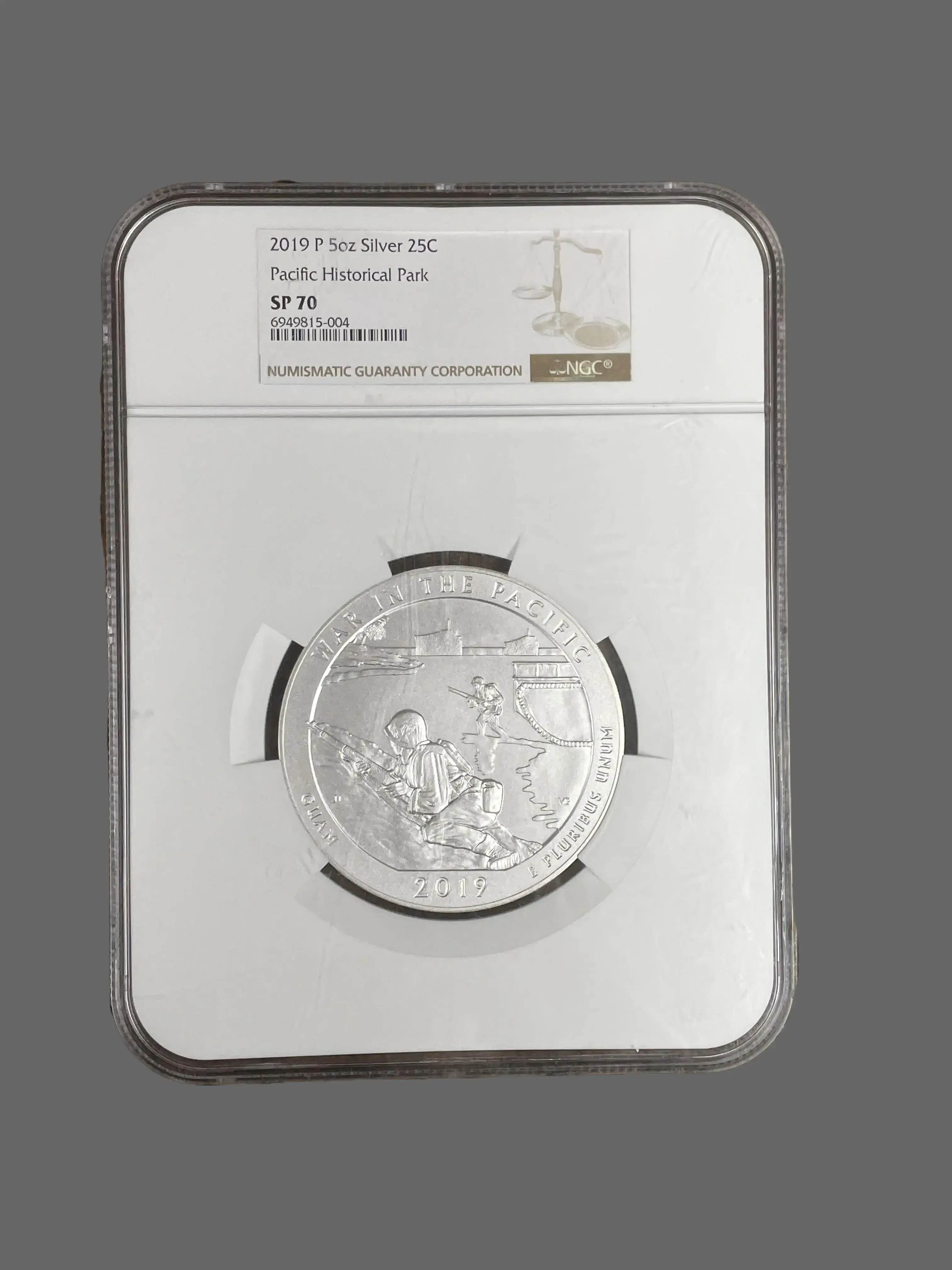 2019-P War in the Pacific 5 oz Silver Quarter | NGC SP 70