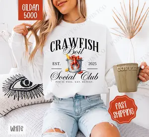 Crawfish Boil Social Club Sweatshirt, Crawfish Season Crewneck, Cute Women's Sweater