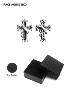 Unisex Hip-Hop Studded Cross Earrings Set, Fashionable Daily Wear, Perfect Gift for Special Occasions, Versatile Accessory for All Seasons