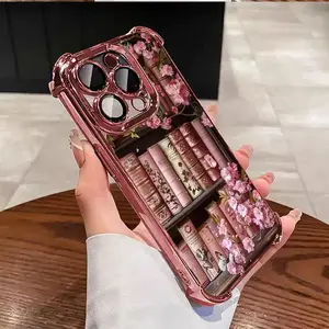 Cartoon Bookshelf Pattern TPU Phone Case for iPhone 17 Promax 16 15 14 Pro Max 13 12 11 Plus Air Pro Four-corner pad anti-drop protective case  #YGSJDSJ4