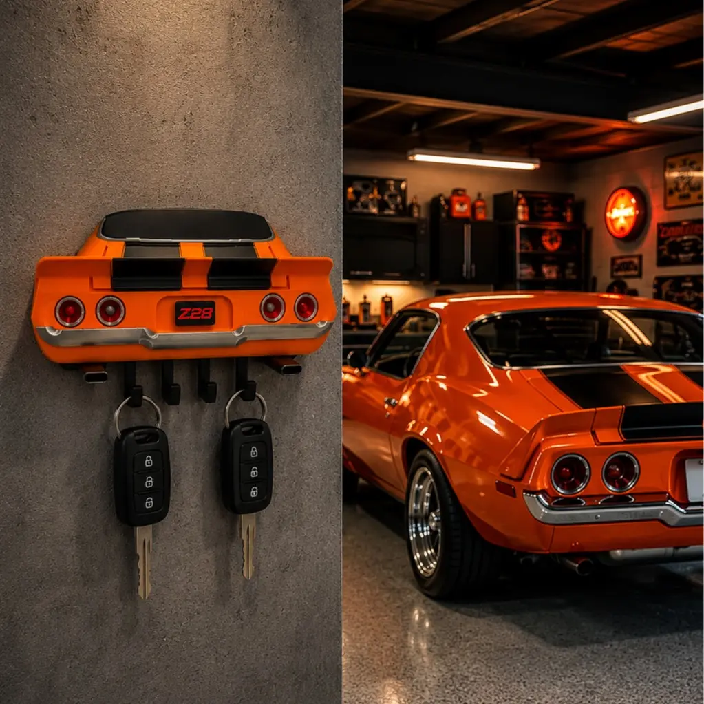 3D Printed Classic Car Wall Key Holder, Home Decor Key Rack, Gift for Car Lovers