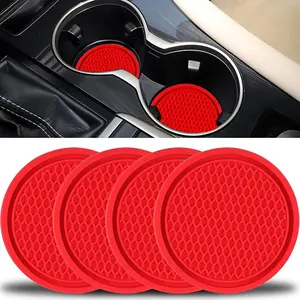 Red Car Cup Coaster, 4PCS Universal Non-Slip Cup Holders Embedded in Ornaments Coaster