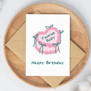 Taurus Birthday Card | Cute Zodiac Greeting | April/May Birthday