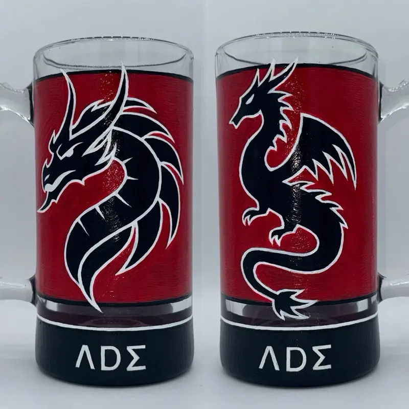 Hand Painted double sided Beer Mug with Any Logo Customization Available  (add logo and additional details in notes at checkout)