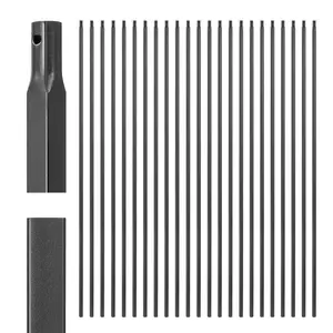 VEVOR 31-Pack 44-Inch Durable Carbon Steel Stair Balusters, 0.5-Inch Indoor Square Metal Spindle Railing, Corrosion-Proof Hollow Deck Railing with Pre-Drilled Holes, Matte Black, Father's Day Gift
