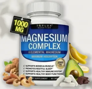 Toplux Nutrition Magnesium Complex 1000mg,| Magnesium Glycinate Complex Supplement | Elemental Source | Fitness Strength | Magnesium glycinate | Daily nutrient support gym edible dietary Muscle Vitamin