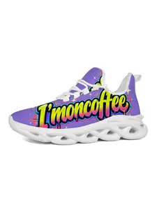 I'moncoffee Graffiti Style Casual Sneakers, Street Art Design, Unique Print, Vibrant Color Block, Lightweight Mesh Sole, Trendy Coffee Lovers' Shoes