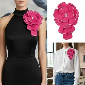 35 cm / 13.78 in Beautiful floral patch embroidery appliqué DIY brooch/lapel flower, artistic embroidered large chest flower accessory, versatile shoulder flower for sewing and elegant garment decoration