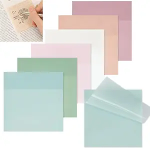 Transparent Sticky Notes, 6 Pads 3X3 Inch, 6 Colors Pastel Clear Self-Adhesive Waterproof Translucent Sticky Notes, 300 Sheets, for Bible Tabs, Book Tabs, School Supplies, Office EOOUT