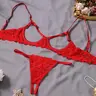 Women's Floral Lace Sexy Lingerie Set Bra Sets, Underwear Sets, Sexy Cut Out Underwire Bra & Open Crotch Design Thong Two-Piece Set, Lingerie Set for Women