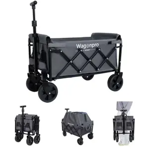 Heavy-Duty Utility Wagon Expandable Dual-Layer Cart with 360° Wheels for Sports Garden & Travel Pink Black Options