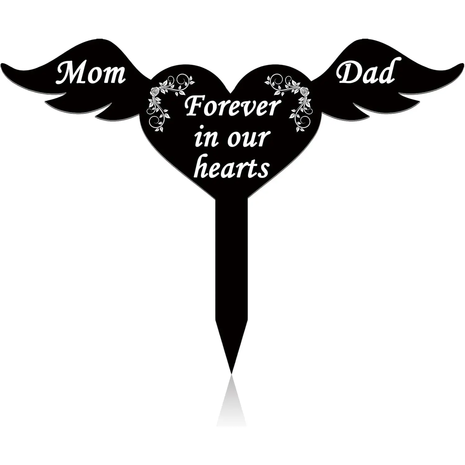 Memorial Stakes Cemetery Grave Plaque Stake Markers Memorial Garden Wing Sign Remembrance Plaque Waterproof Sympathy Grave for Loss of Cemetery Decoration (Parents)