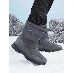 Men's Waterproof Hiking Winter Snow Boots, Casual Warm Snow Boots for Outdoor Activities, Lightweight Outdoor Mid-calf Boots for Fall & Winter
