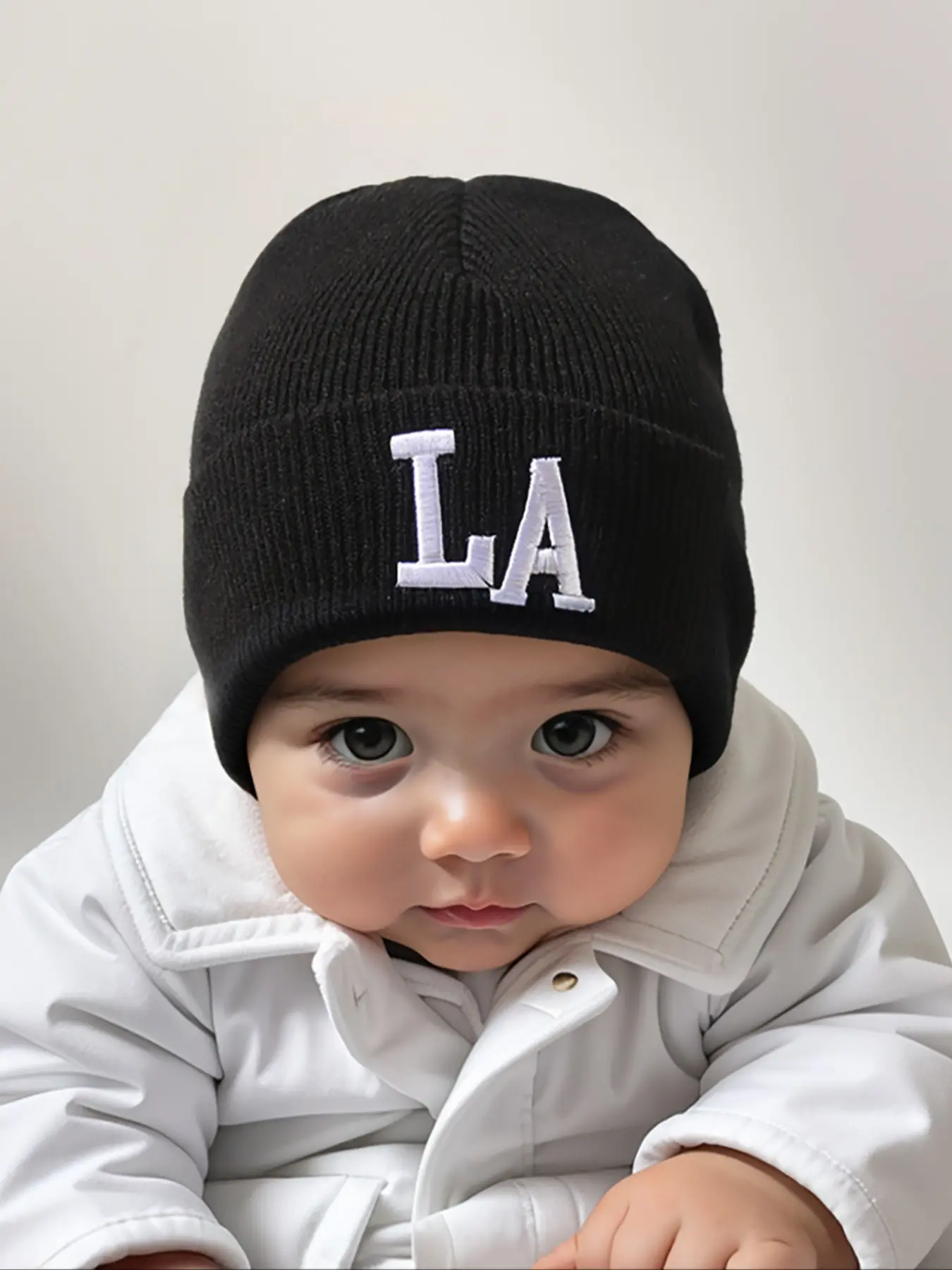 Newborn Knit Hat with Letter Embroidery, Warm Winter Beanie Bonnet for Infants, Suitable for Outdoor Use, Casual Style for Daily Commute