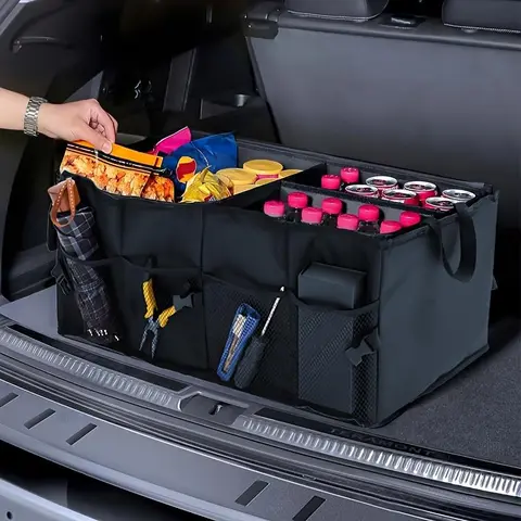 Car Trunk Storage Box, Multipurpose Foldable Trunk Storage Box, 1 Count Portable Car Trunk Organizer, Multifunctional Car Interior Accessories for SUV, Truck