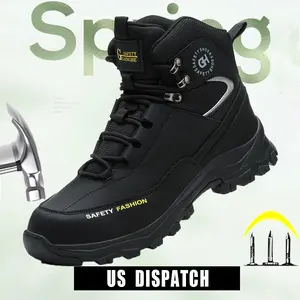 Work Safety Shoes For Men Work Sneakers Steel Toe Shoes Anti-puncture Safety Protective Shoe Men Indestructible Shoes High top sneakers Waterproof Anti-slip work hiking boots sneakers