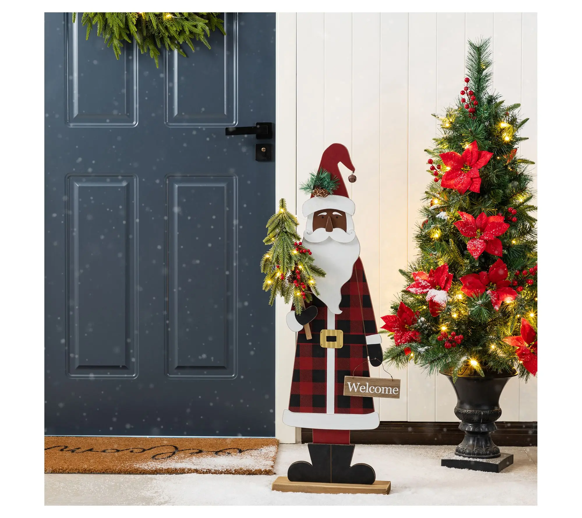 Glitzhome 36"H LED Lighted African Santa PorchSign with Timer